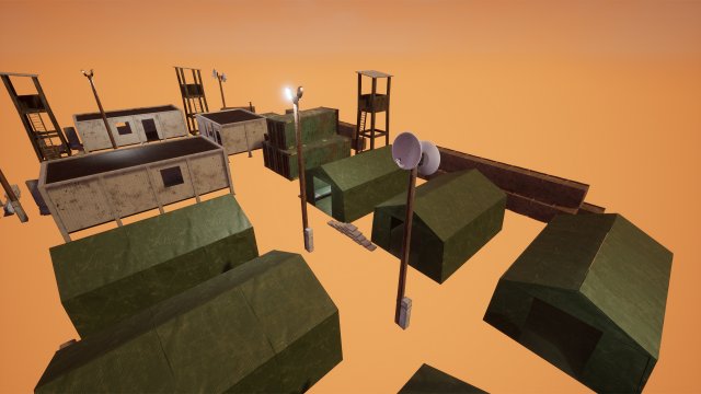 modular military base with props 3D Модель .c4d .max .obj .3ds .fbx .stl .blend 