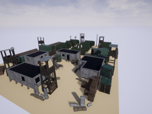 modular military base with props 3D Модель
