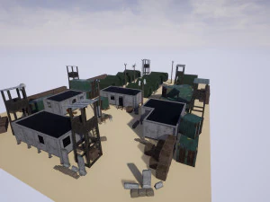 modular military base with props 3D Model