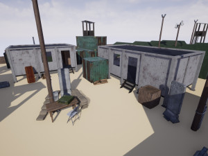 modular military base with props 3D Модель