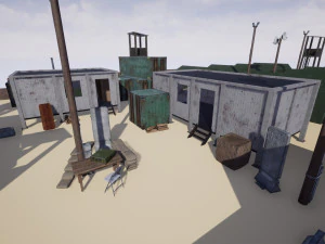 modular military base with props 3D Model