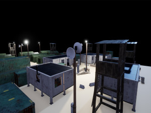 modular military base with props 3D Модель