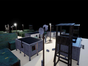 modular military base with props 3D Model