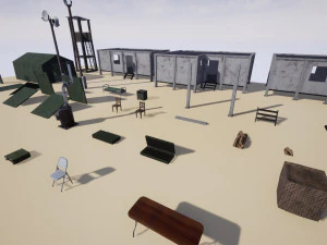 modular military base with props 3D Model