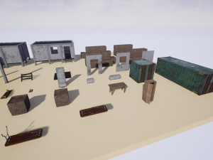 modular military base with props 3D Модель