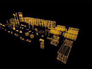 modular military base with props 3D Model