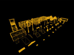 modular military base with props 3D Model