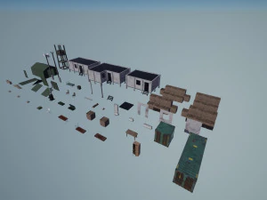 modular military base with props 3D Model