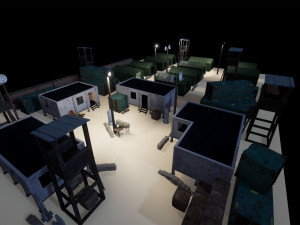 modular military base with props 3D Модель