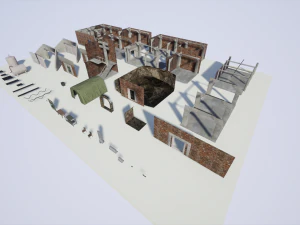 military modular bunker with props 3D Model