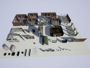 military modular bunker with props 3D Model