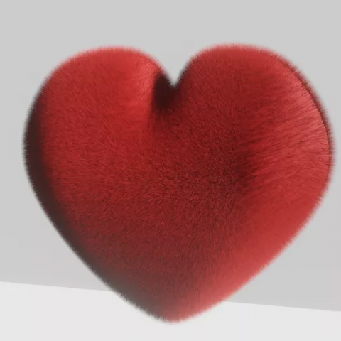 heart with hair 3D Model .c4d .max .obj .3ds .fbx .stl .blend 