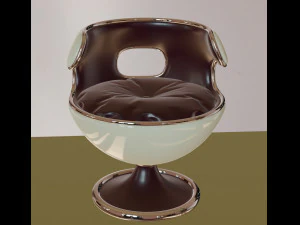 sillón redondo de cuero Modelo 3D