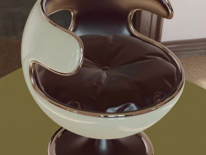round leather armchair 3D Model