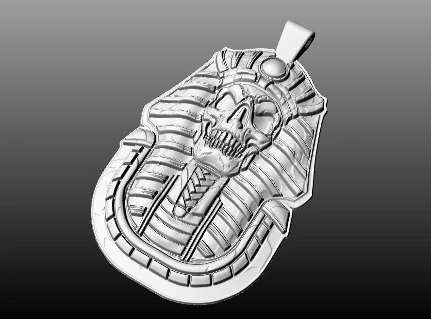 Egyptian Pharaoh Skull Pendant Gold 3D 3D Print Model .c4d .max .obj .3ds .fbx .stl .blend 