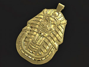Egyptian Pharaoh Skull Pendant Gold 3D 3D Print Model