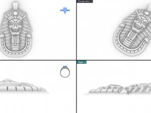 Egyptian Pharaoh Skull Pendant Gold 3D 3D Print Model