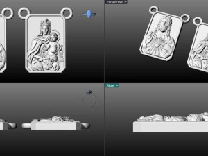 Sacred Heart And Our Lady of Carmen Golden Scapular Pendant 3D 3D Print Model