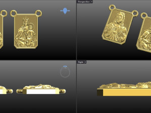 Sacred Heart And Our Lady of Carmen Golden Scapular Pendant 3D 3D 프린트 모델