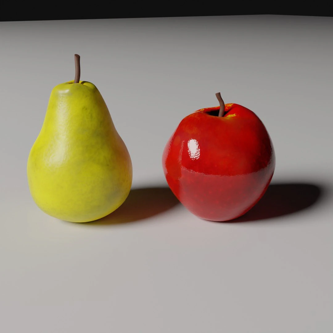 Apple and pear 3D Model .c4d .max .obj .3ds .fbx .stl .blend 