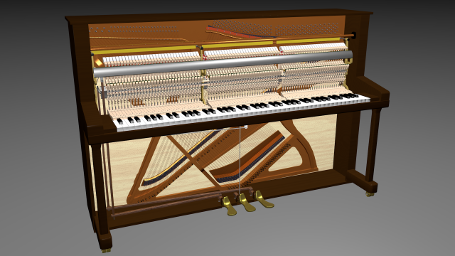 upright piano 3D Модель .c4d .max .obj .3ds .fbx .stl .blend 