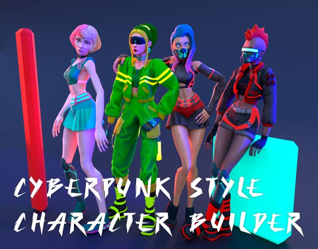 Cyberpunk-style character builder Modelo 3D .c4d .max .obj .3ds .fbx .stl .blend 