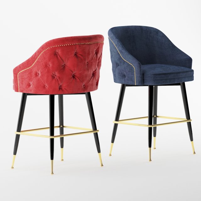 abbey tufted back bar stool 3D Model .c4d .max .obj .3ds .fbx .stl .blend 