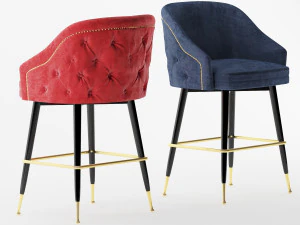 tabouret de bar &agrave; dossier capitonn&eacute; Abbey Modèle 3D