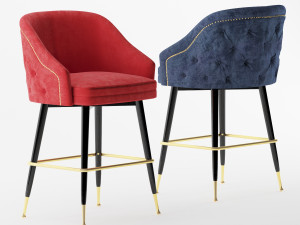 abbey tufted back bar stool 3D Model
