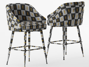 abbey tufted back bar stool 3D Model