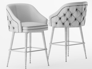 abbey tufted back bar stool 3D Model