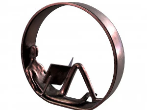 Даня Би в окружении читателя железная скульптура 3D Модель