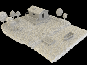 low poly village Model 3D