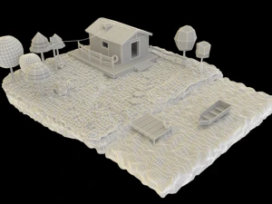 low poly village 3D Model