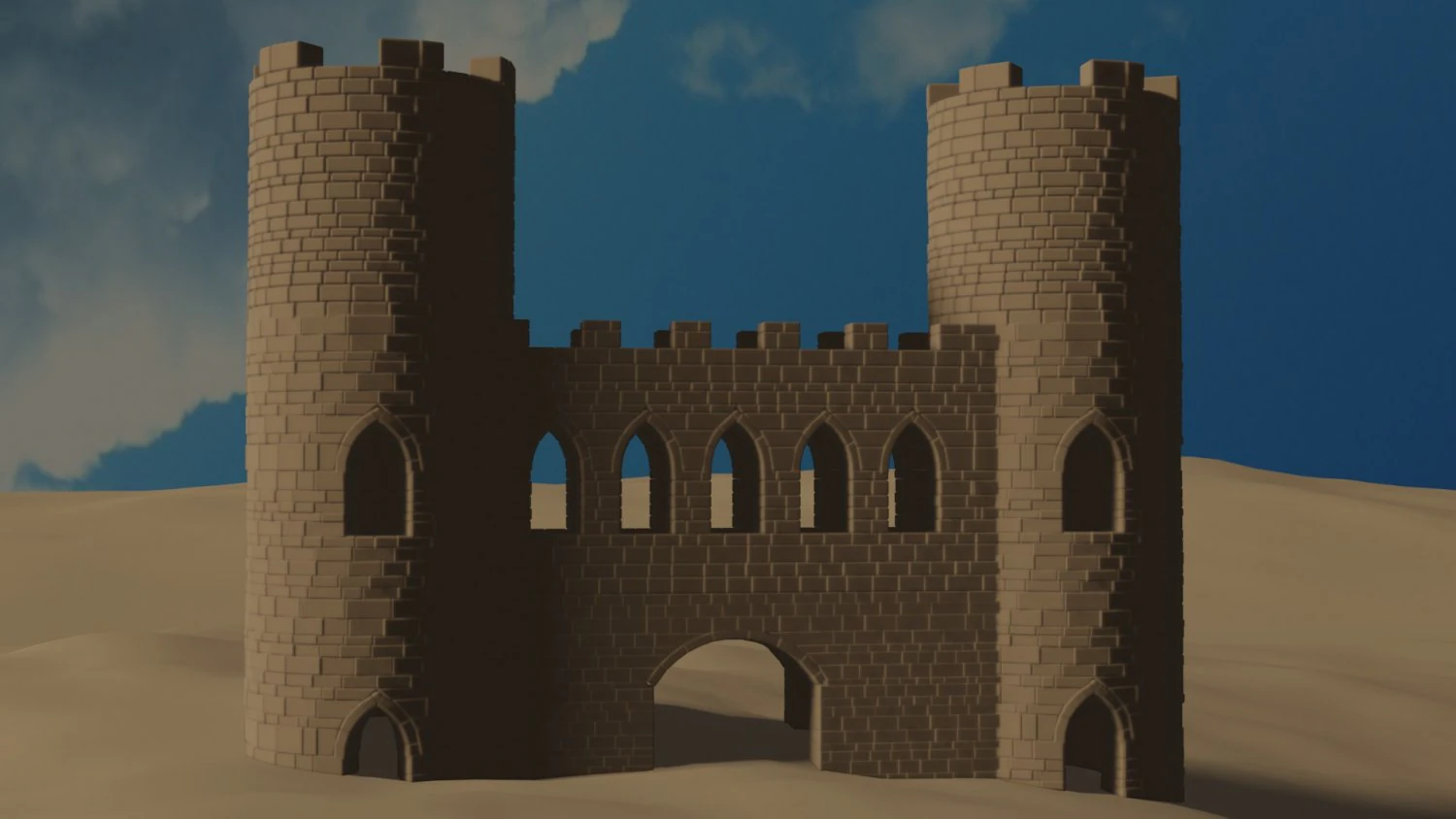 a castle in the desert 3D Model .c4d .max .obj .3ds .fbx .stl .blend