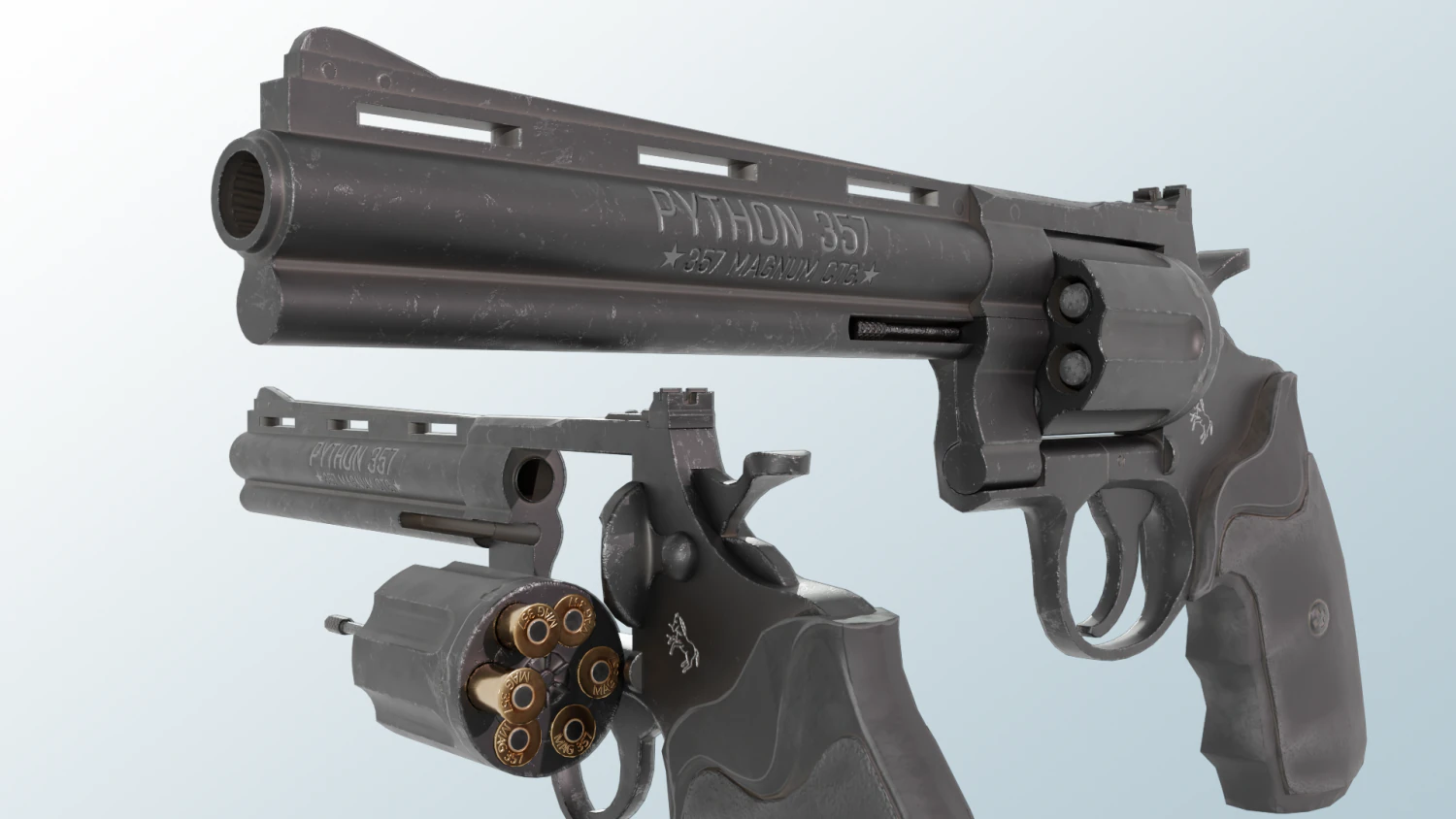 colt python 357 - pbr low-poly 3D Model .c4d .max .obj .3ds .fbx .stl .blend 