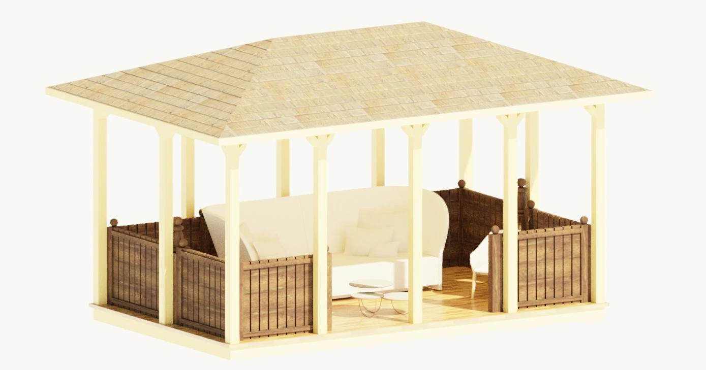 wooden gazebo 3D Model .c4d .max .obj .3ds .fbx .stl .blend 