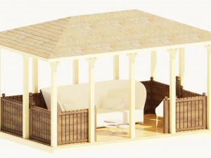 wooden gazebo 3D Model