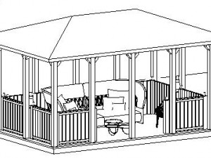 wooden gazebo 3D Model