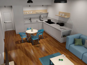 sala e cozinha Modelo 3D