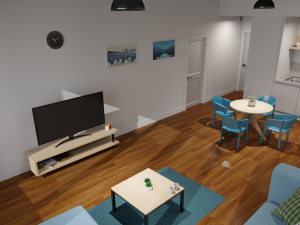 living room and kitchen Modèle 3D