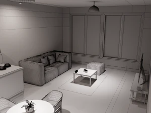 living room and kitchen 3D Model
