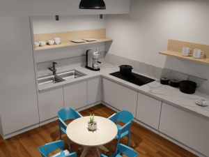 living room and kitchen Modèle 3D