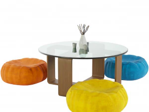 coffee table and puff 3D Model