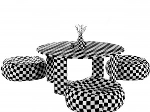 coffee table and puff 3D Model