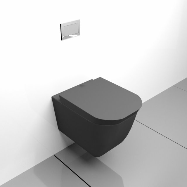 matte black wall mounted toilet Modelo 3D .c4d .max .obj .3ds .fbx .stl .blend