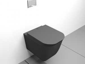 matte black wall mounted toilet 3D Model