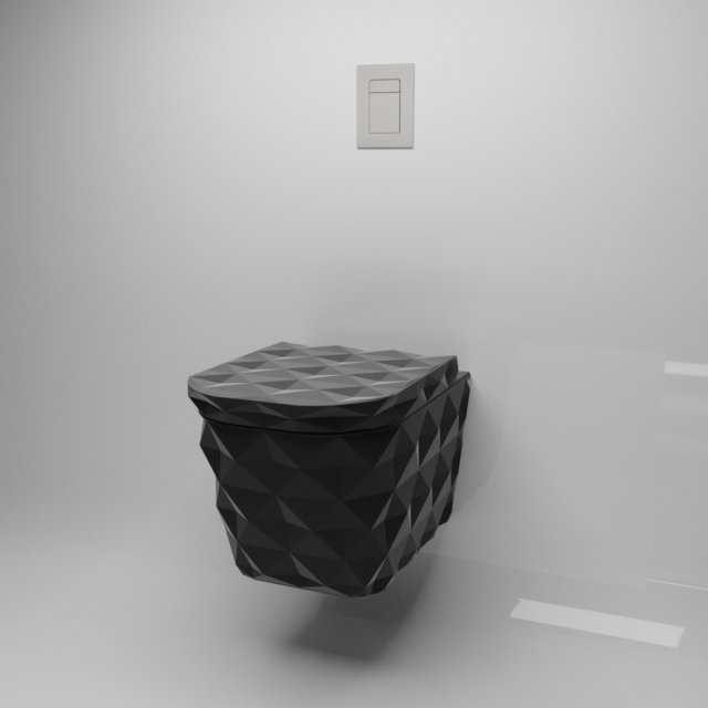 matte black wall mounted toilet 3D 模型 .c4d .max .obj .3ds .fbx .stl .blend 