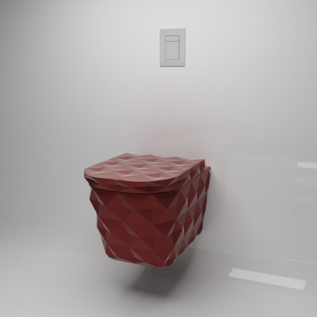 cherry red wall mounted toilet 3Dモデル .c4d .max .obj .3ds .fbx .stl .blend 