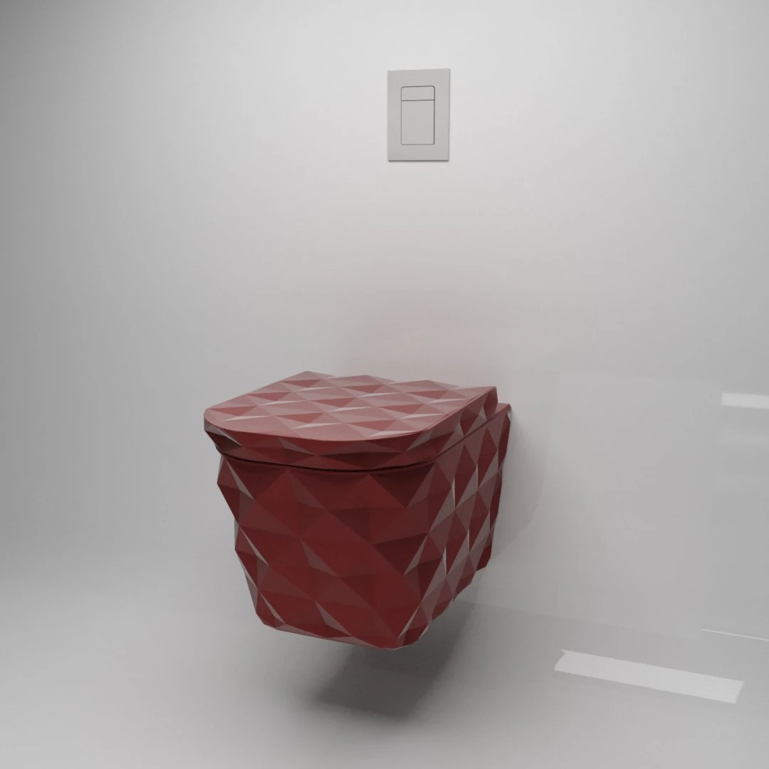 cherry red wall mounted toilet 3D Model .c4d .max .obj .3ds .fbx .stl .blend 